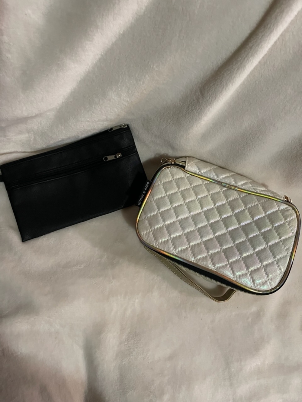 Quilted Iridescent Crossbody Bag - White